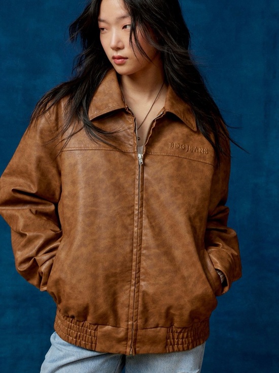 BDG Jackets & Blazers - BDG Brown Faux-Leather Bomber Jacket